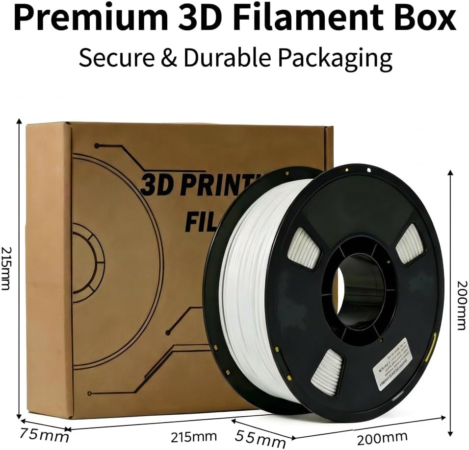 Matte PLA+2.0 Filament 1.75mm, Ultra-Smooth Finish 3D Printing Material, Low Warping & Clog-Free, 1kg Spool (2.2lbs), Dimensional Accuracy +/- 0.02mm, Compatible with Most FDM Printers White - Image 8
