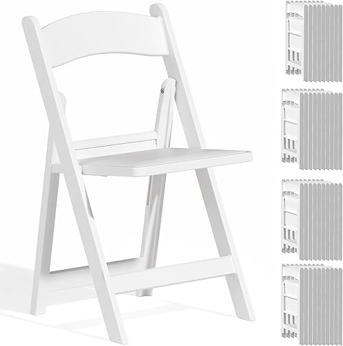 Miniatura 21 de Sillas plegables de resina con cojín, paquete de 4 sillas plegables blancas, sillas de plástico ligeras, cómodas sillas plegables para bodas,