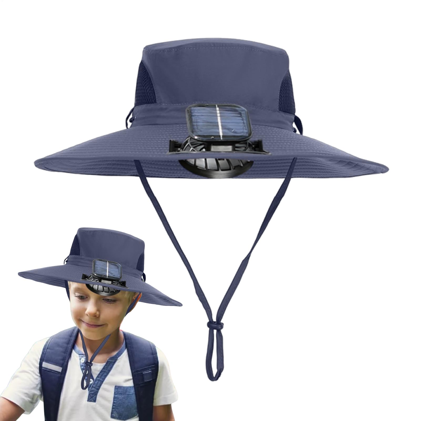Cappello solare con ventola - Cappuccio di raffreddamento integrato, sole traspirante ad asciugatura rapida, scudo UV leggero regolabile, portatile per sport all'aria aperta, giardinaggio