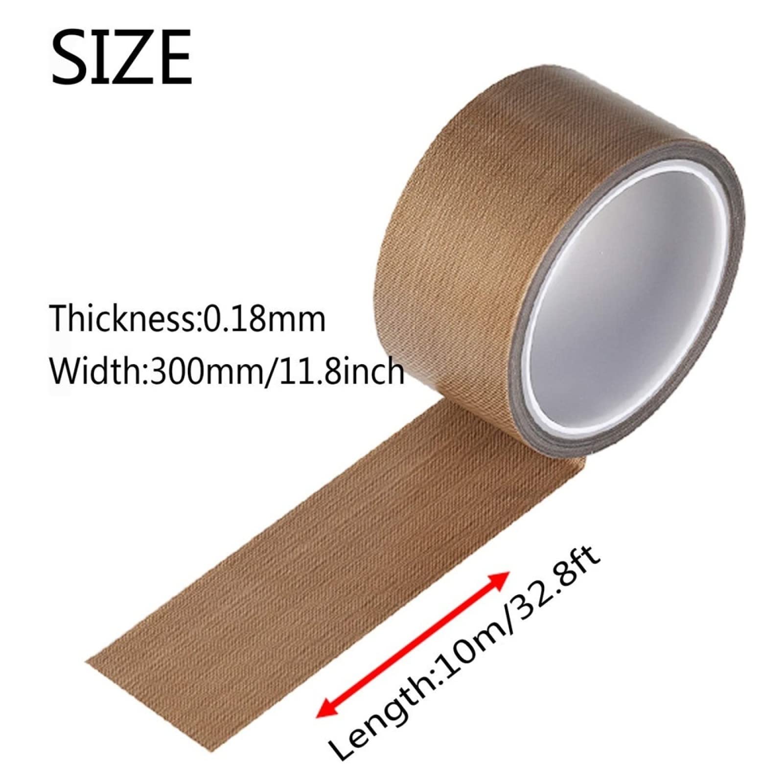 Taśma wysokotemperaturowa, Taśma teflonowa PTFE Odporna na wysokie temperatury Samoprzylepna 10 m Grubość 0,18 mm Szerokość 150-300(300mm)