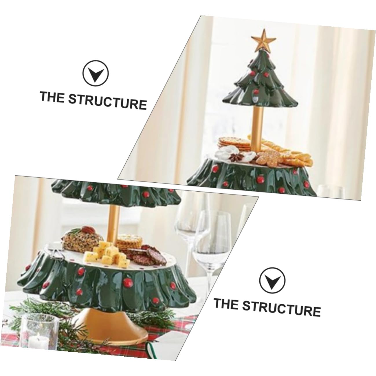 Espositore Natalizio per Snack Multiuso in Resina Effetto Decorativo Delicato, Tavolo per Feste di Natale e Celebrazioni Piatti per Dolci e Frutta