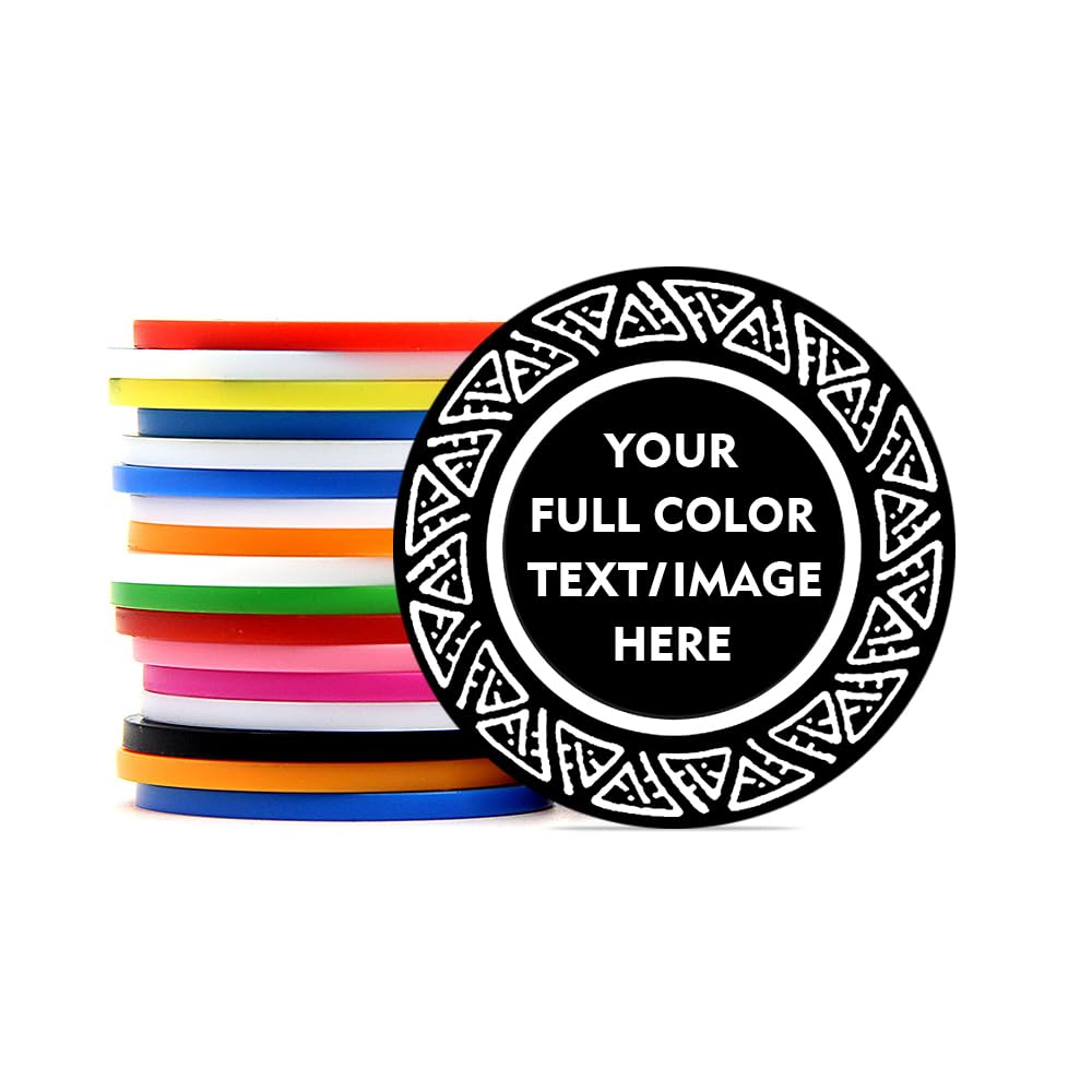 100 Custom Plastic Poker Chips, Print with Personalized Text, for Texas Hold'em Poker, Card Club or Late Night Poker Games (Style 5)