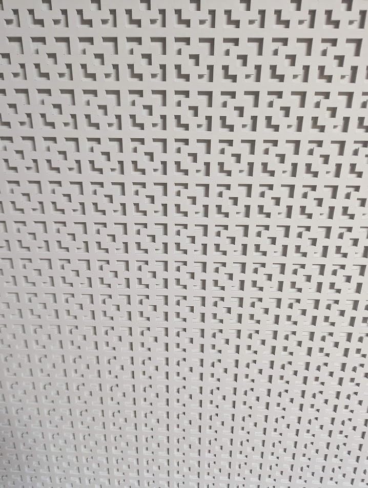 Wooden mesh Decorative Panel, Wall partition, Radiator Cover Grille, Cut-Outs, Kitchen Furniture, Laser Cut in 3mm Thick MDF (Size 1200mm x 620mm) Pimlico Pattern KK1. Made in The UK. (Primed White)