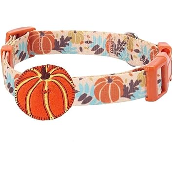 Blueberry Pet 8 Patterns Thanksgiving Fall Harvest Festival Pumpkin Designer Adjustable Dog Collar with Decoration, Large, Neck 18