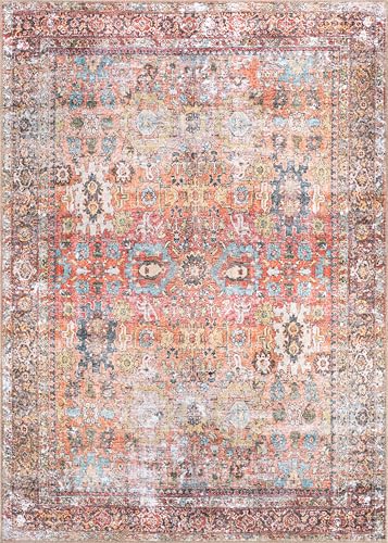 Rugshop Multi Transitional Distressed Area Rug — Machine Washable & Non‑Slip, 12' X 15' for Living Room, Dining Room and Bedroom