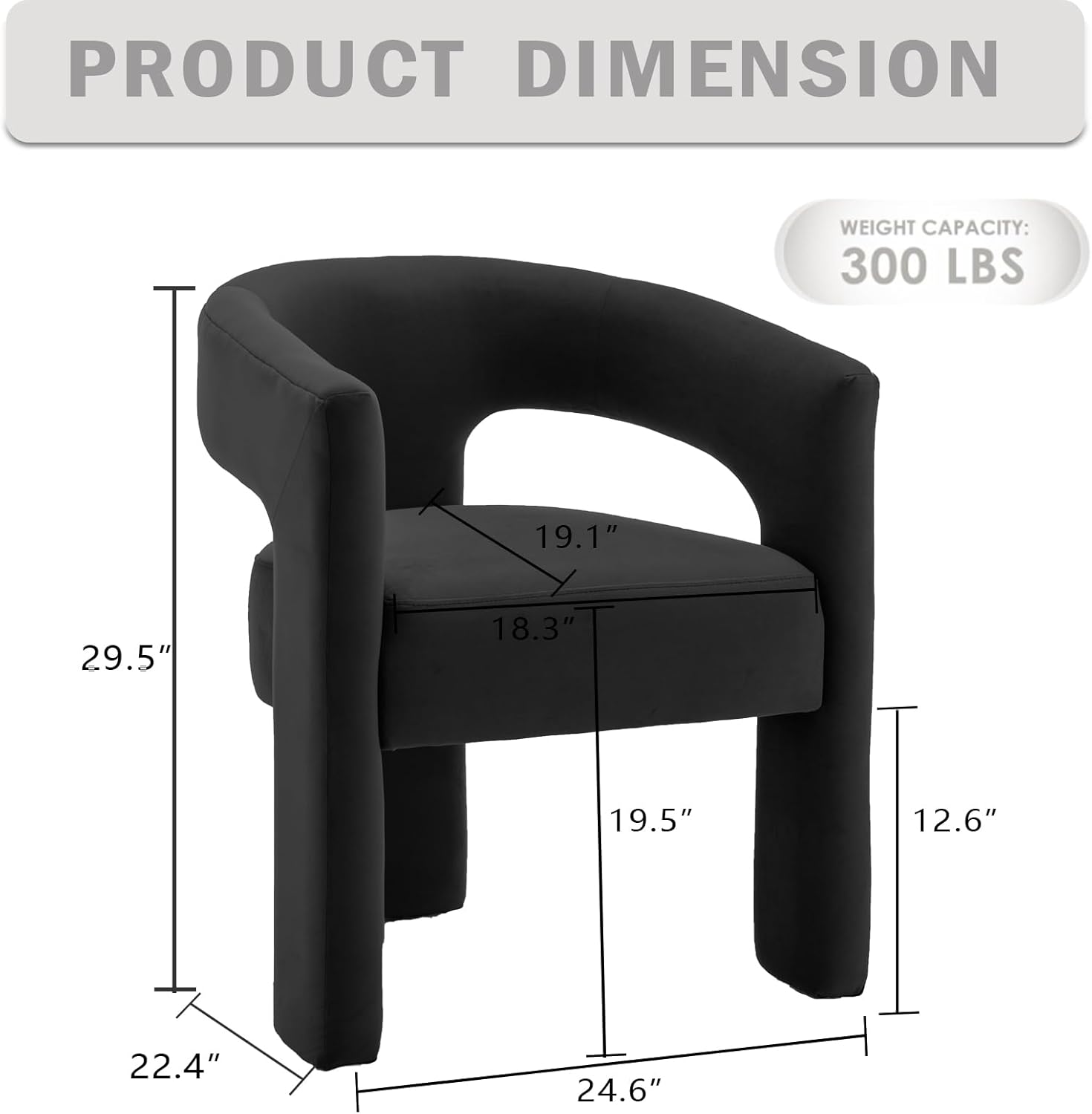 Modern Dining Barrel Chairs, Accent Velvet Upholstered Sherpa Chair with Back,Boucle Vanity Chair Assembled Comfy Armchair for Kitchen/Dining Room/Living Room,Black Only one Black