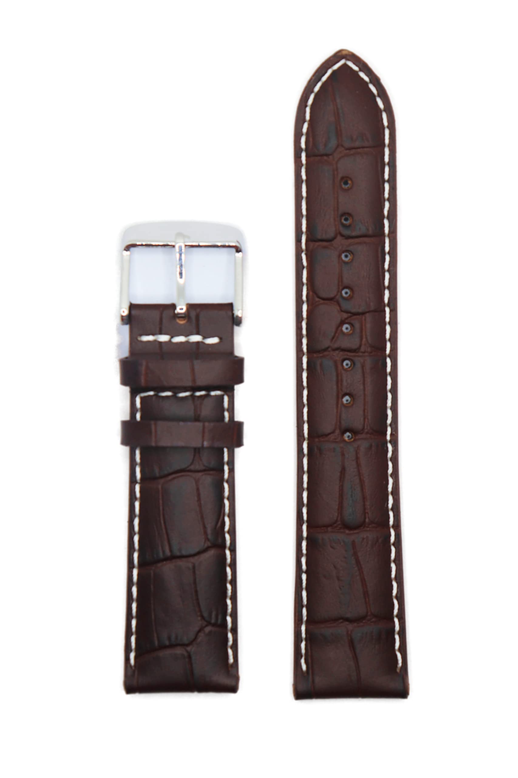 Exor HALF PADDED TOSCANA BROWN COLOR with white stitch botip finish 24 mm Genuine Leather Watch Strap (B09R3QZY96) Amazon Price History, Amazon Price Tracker