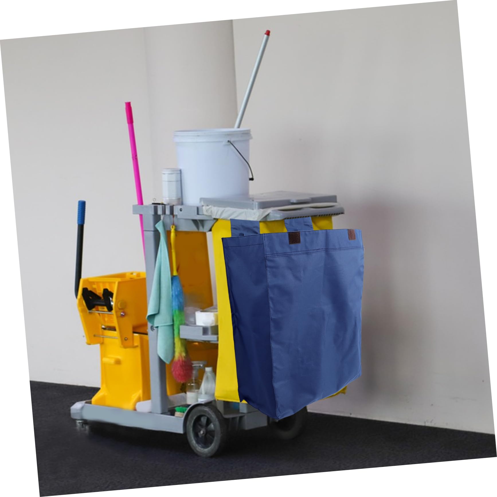 Cabilock Bolsa para Lavado y Recolección de Polvo con Tela Oxford, Azul, 50x23x60 Cm, Resistente para Carros de Limpieza Industrial y Servicio en Hoteles