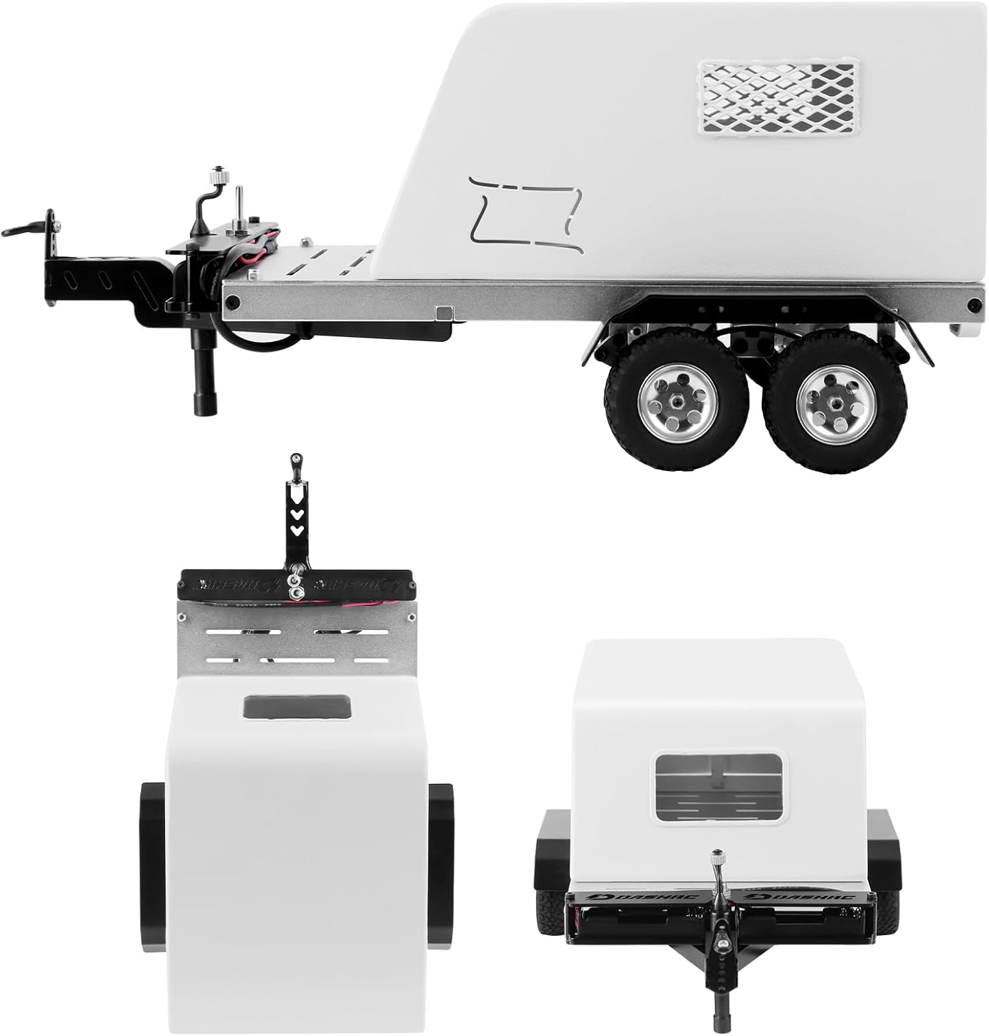 RC Trailer for Hauling Behind Car, RC Heavy Metal Van Crawler Scale Trailer Kit with Hitch and Taillight for 1/18 TRX4M Ascent 18 FCX18 and 1/24 SCX24 FCX24 RC Crawler Upgrades