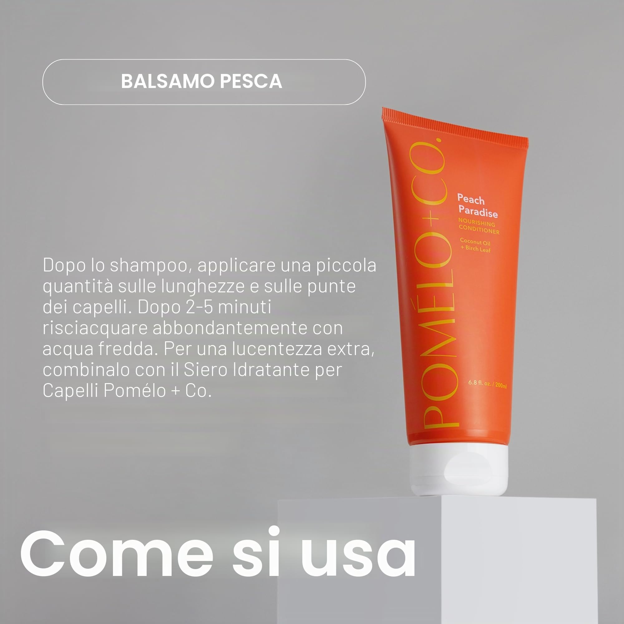 POMÉLO + CO. Peach Trio Maschera Shampoo Balsamo - 100% vegano idratante | per capelli secchi - set con ingredienti ricchi e nutrienti - routine completa in tre passaggi quotidiani