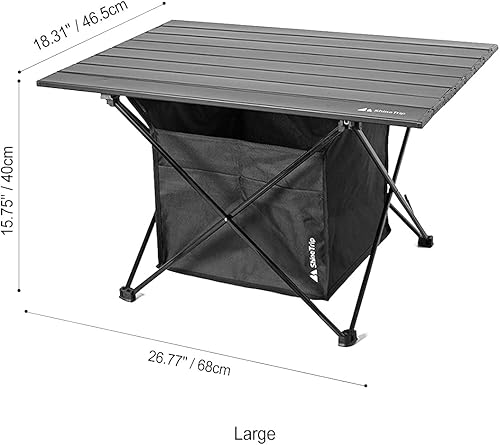 Vista 23 de UNISTRENGH Mesa de camping portátil con bolsa de transporte, mesa plegable de aleación de aluminio ligera para caza al aire libre, cocina, picnic