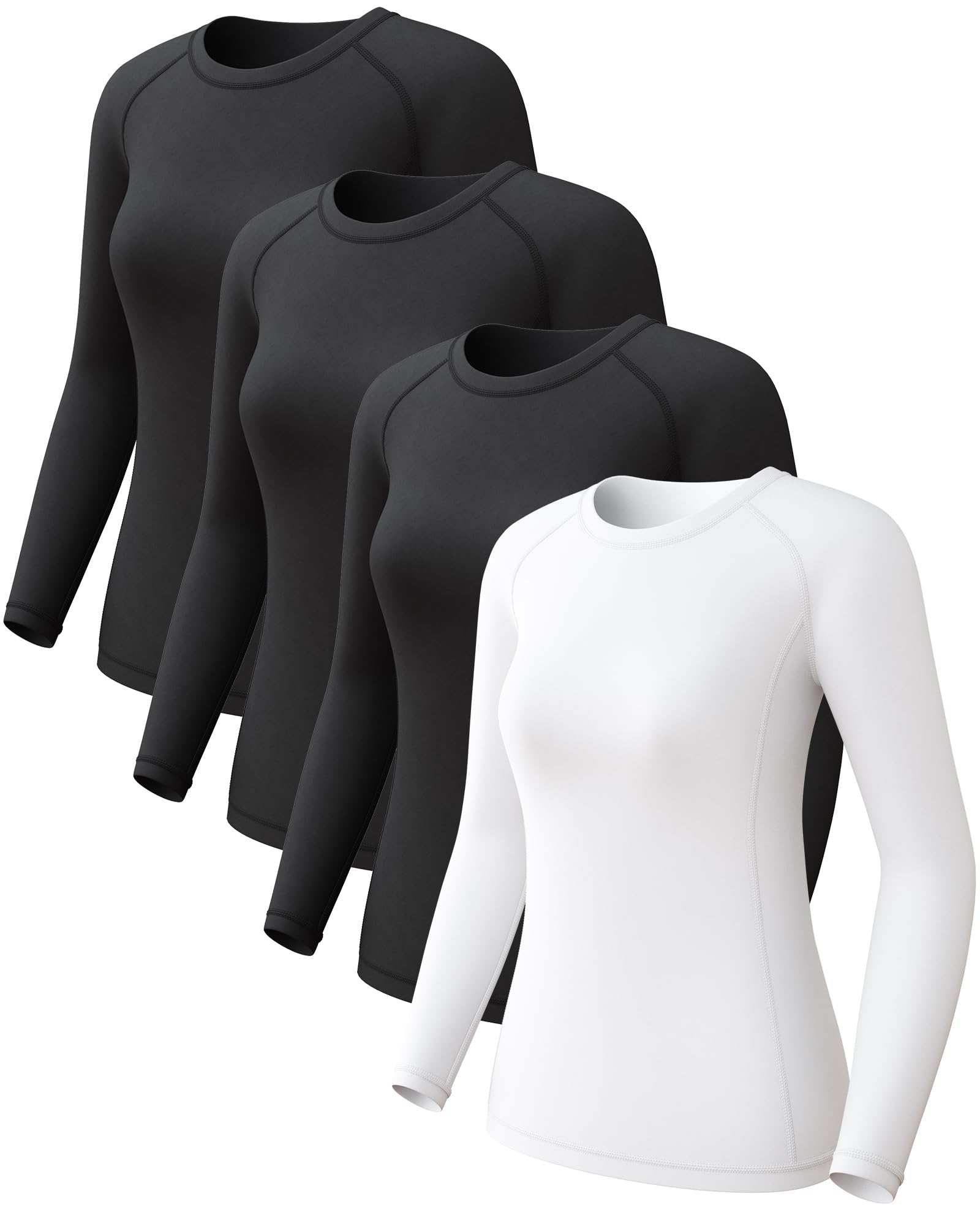 CL convallaria Women Thermal Tops Fleece Line Athletic Long Sleeve Thermal Vest Compression Baselayer Workout Shirts Soft and Warm Gear