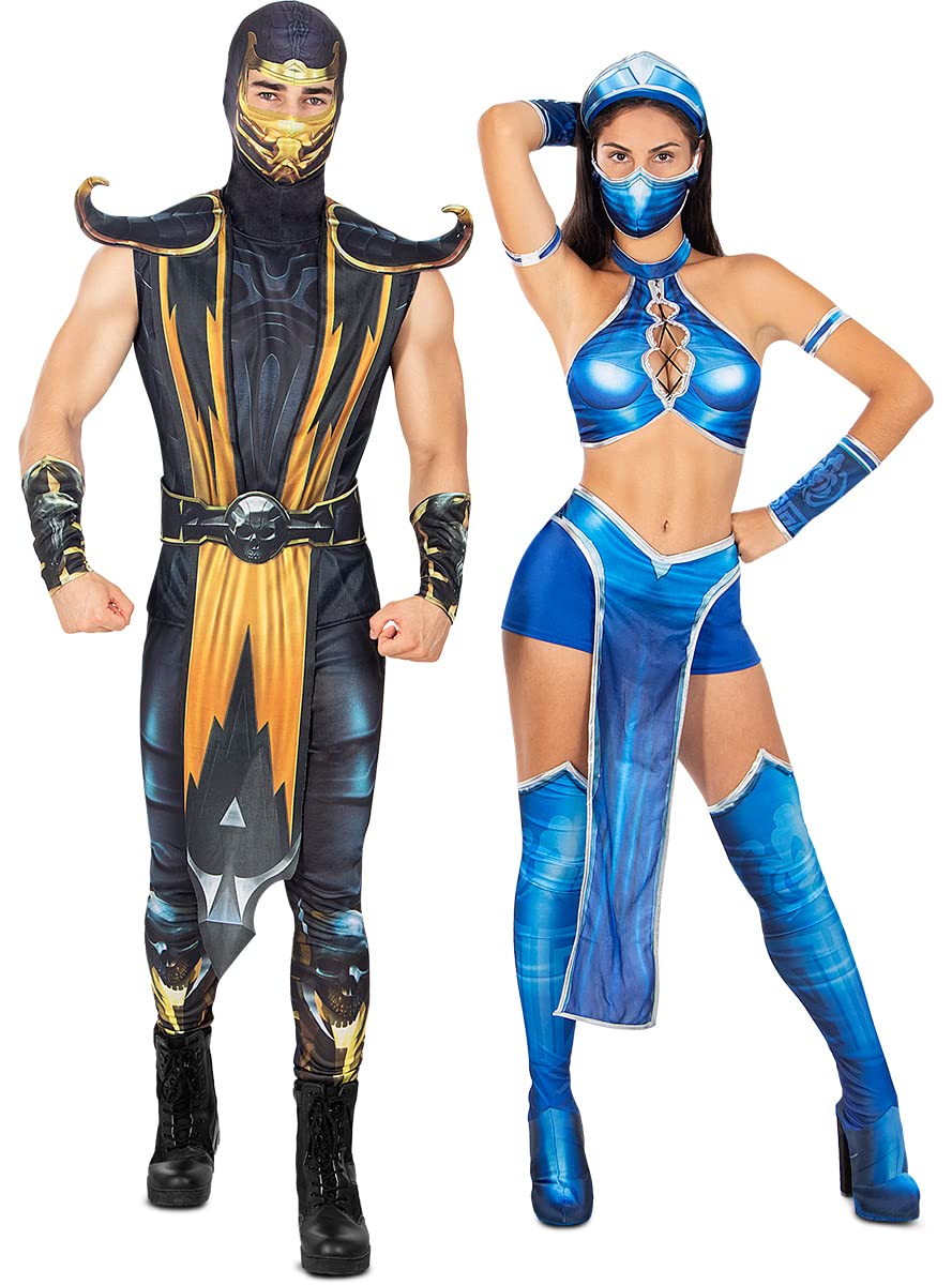 Funidelia | Disfraz de Kitana Mortal Kombat para mujer Videojuegos - Disfraz para adultos y divertidos accesorios para Fiestas, Carnaval y Halloween - Talla M - Azul
