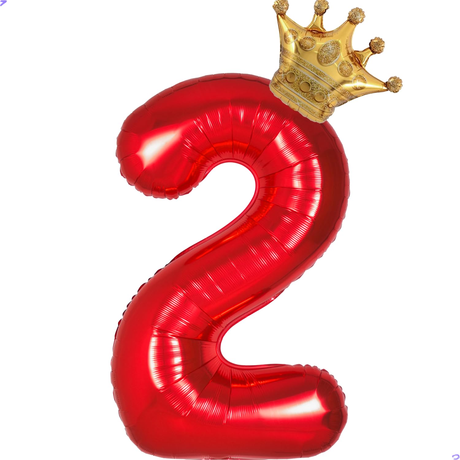 Red 2 Balloon Number Red Theme Birthday Decorations for Girls Boys, Crown Balloons Foil Mylar Large 40” 2 Birthday Balloon for Circus 2nd Party Decorations Supplies (Number 2 balloons)