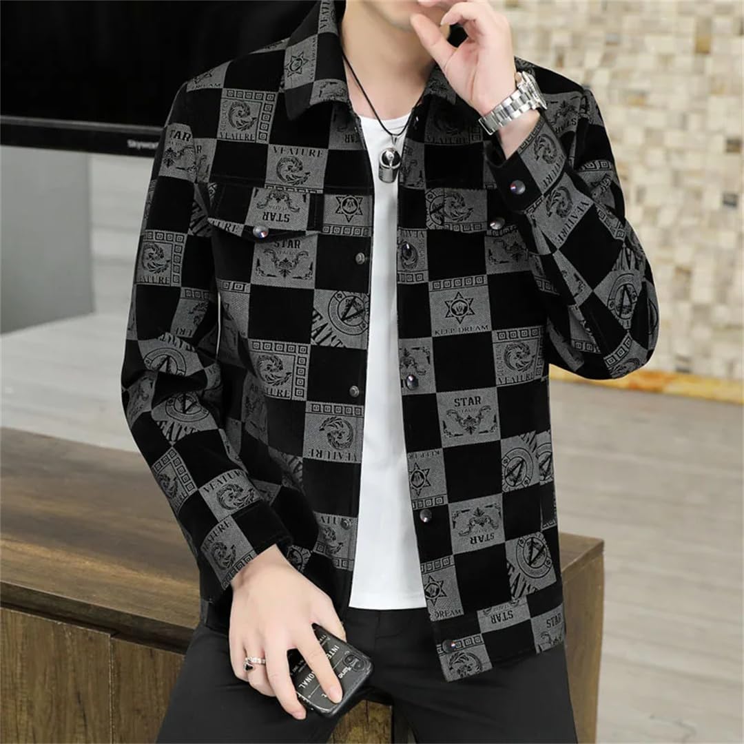 Męska kurtka sztruksowa, slim fit, biznesowa, klapa, odzież uliczna, płaszcz