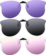 Frienda 3 Pairs Oversize Polarized Clip On Sunglasses Large Cat Eye Flip Lens Rimless Sunglasses for Women
