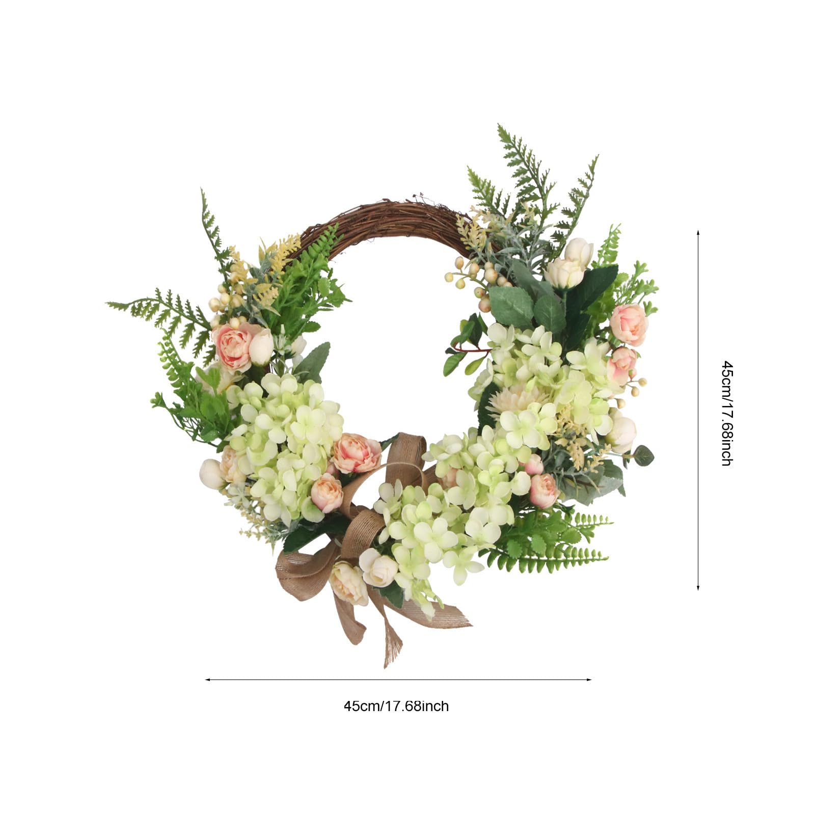Künstlicher Türkranz aus Eisen und Kunststoff mit Lebensechtem Blatt und Blumendesign für Hochzeit und Party als Elegante Hängende Dekoration