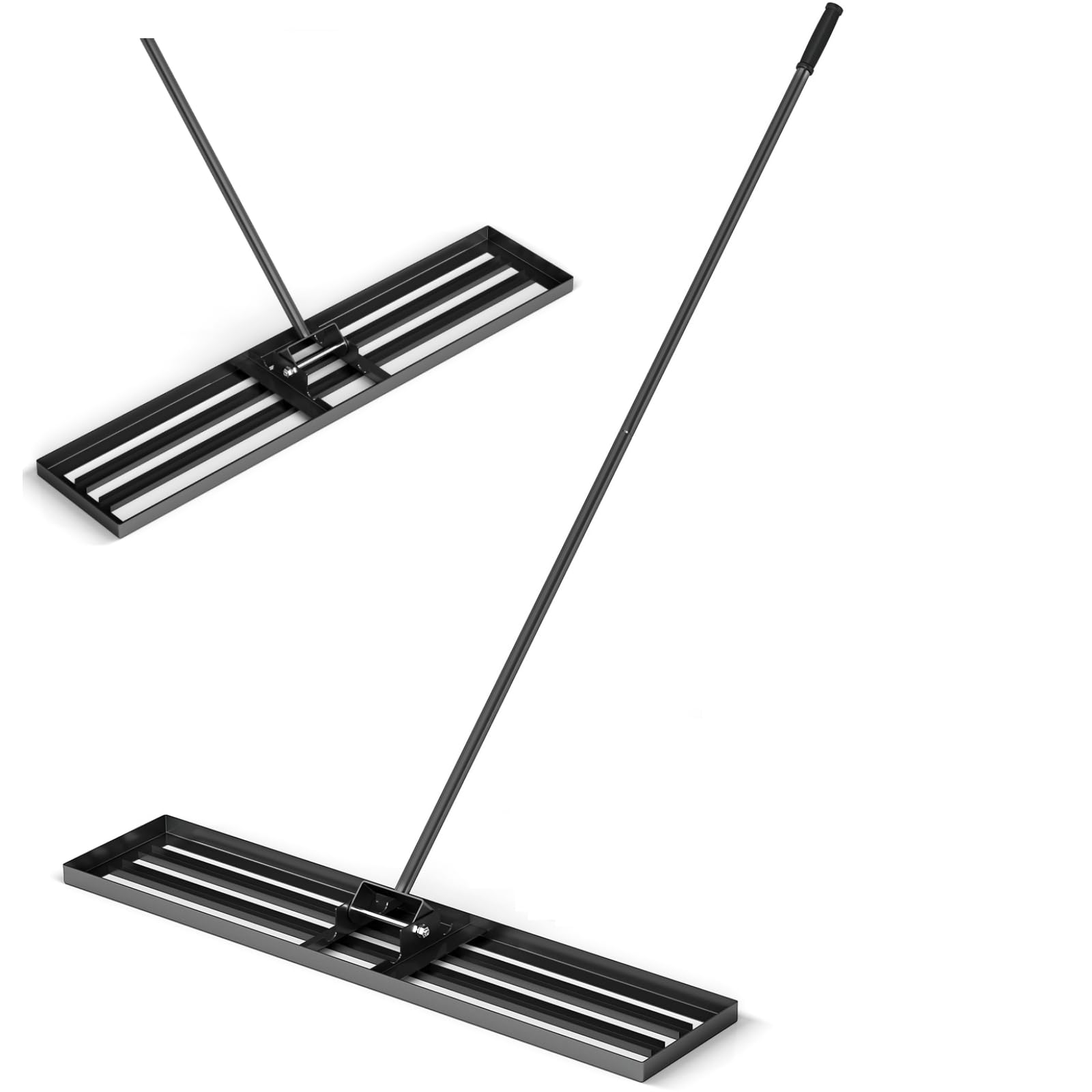 GiantexUK Lawn Leveling Rake 30”/36”/42”/46” x 10”, Powder Coated Steel Lawn Leveller with 77” Long Handle, Soil Leveling Tool for Garden Grass Golf Field Ground (36" x 10", Black)