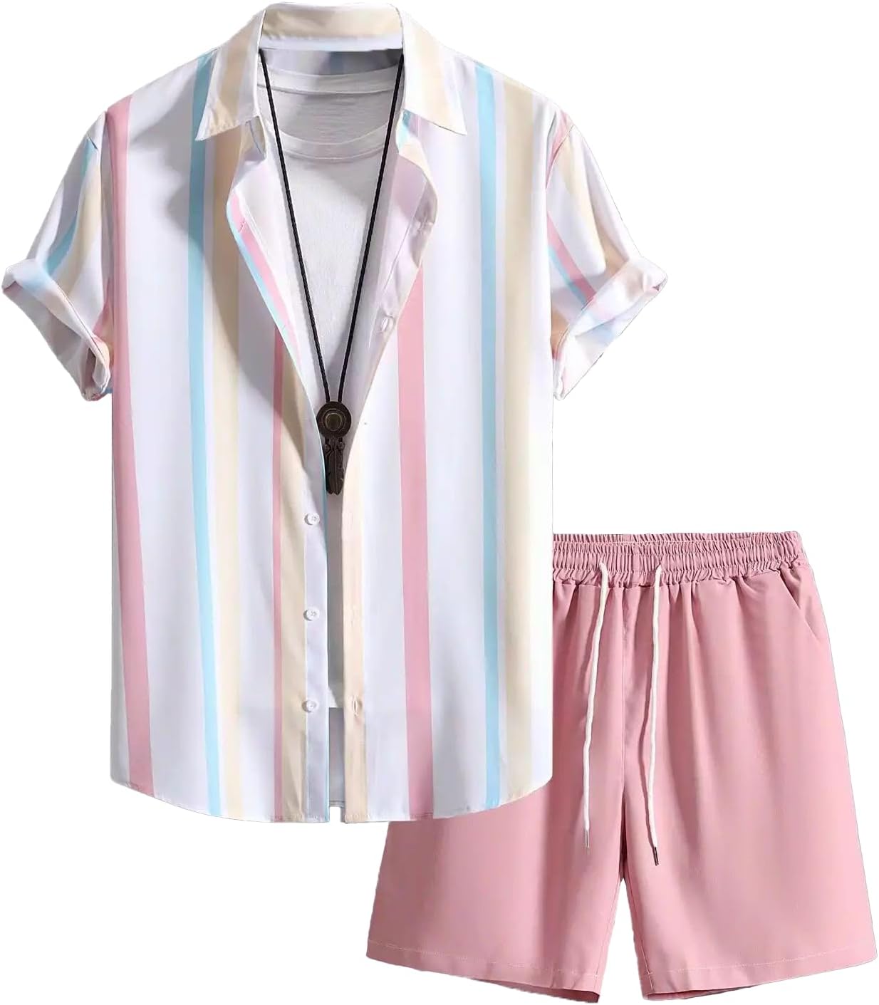 Sponsored Ad - Peach Vertical Design Mens Half Sleeves Cords Cotton Material