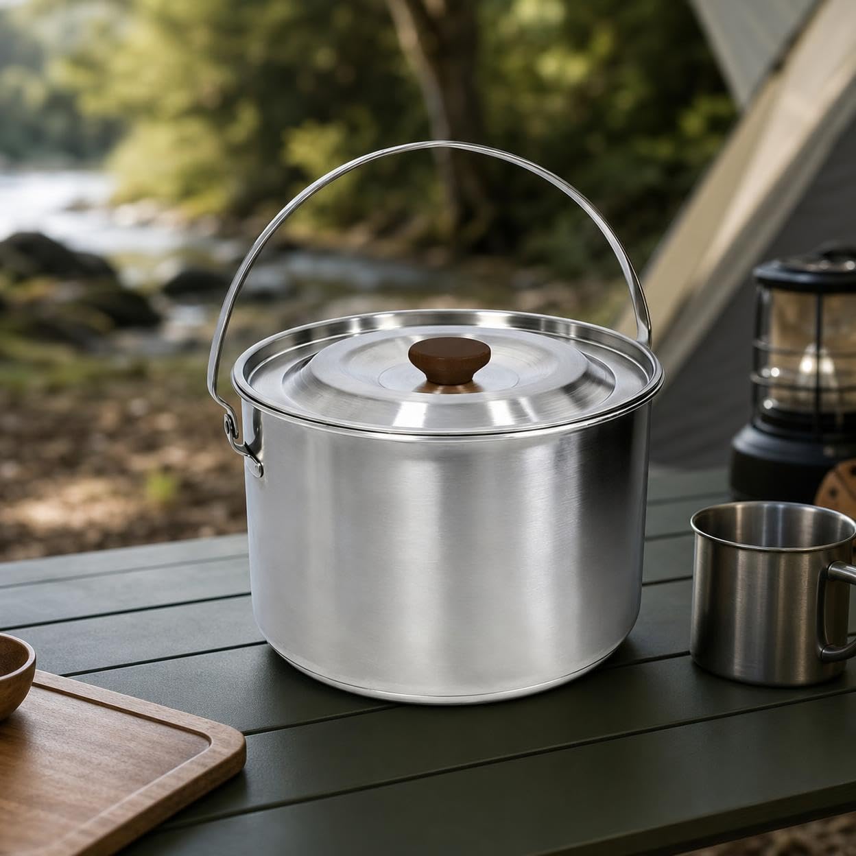 1 Juego Olla Colgante Acampar Set Sartenes Acero Inoxidable Compacto Antiadherente Apto para Montañismo Picnic Cocina al Aire Libre, style to 2