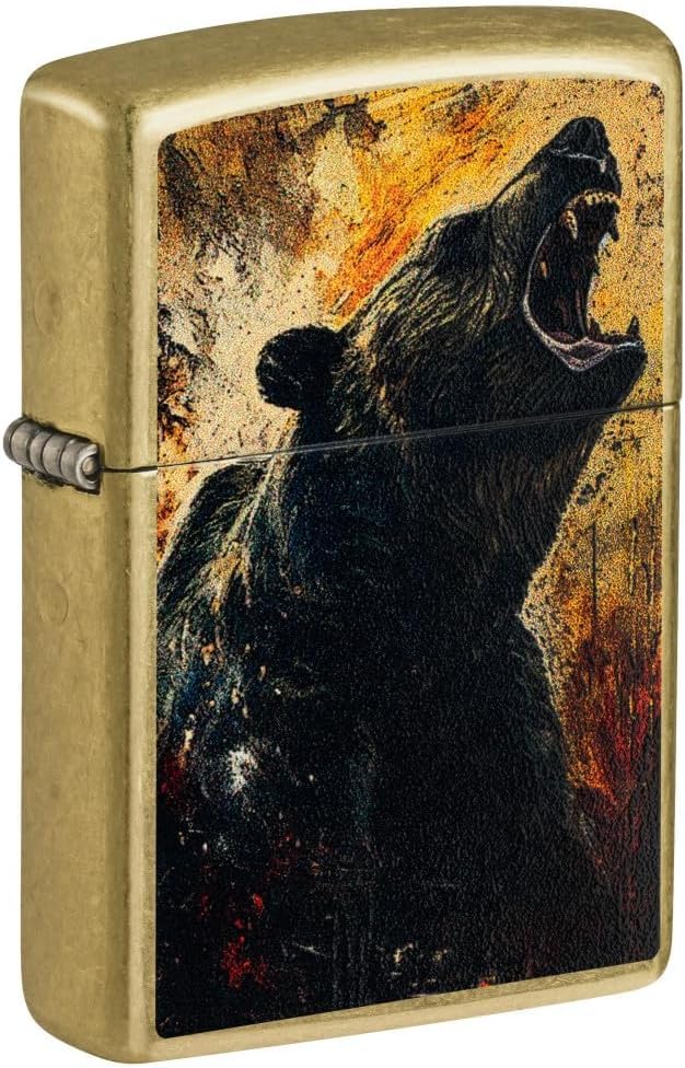 Encendedor Zippo grabado personalizado diseño Grizzly Roar miniatura 1