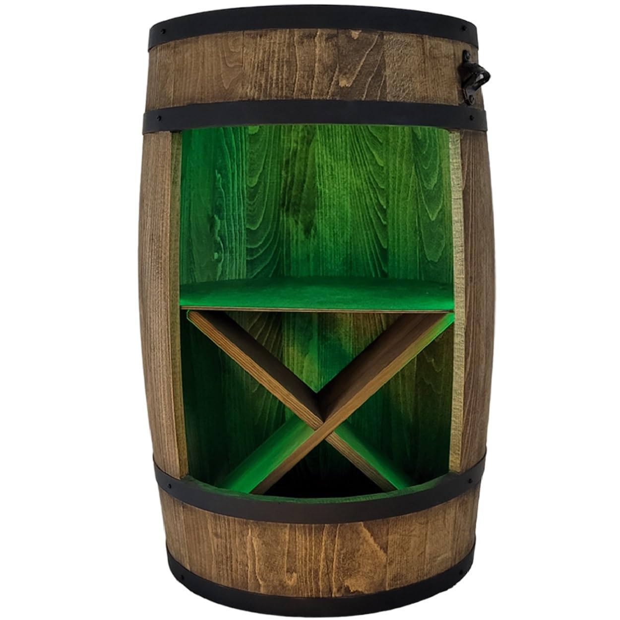 weeco Holzfass mit Flaschenöffner und Weinregal. Fassbar 80cm - Rustikale deko Barschrank - Hausbar RGB Weinrefal, Fassbier, Whisky Bar. Geschenk für Männer (Dunkelbraun/wenge)