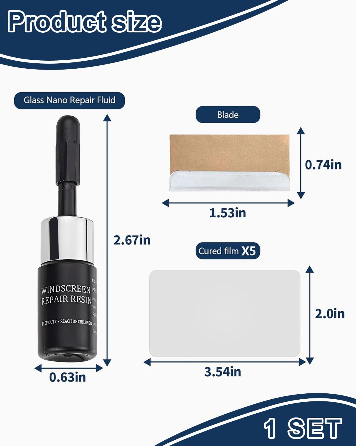 GRETY Kit Riparazione Parabrezza Auto,Kit Riparazione Crepe Vetro,Liquido per Riparazione Vetri Auto,Colla per la Riparazione Vetri Auto,Colla per la Riparazione del Parabrezza Auto