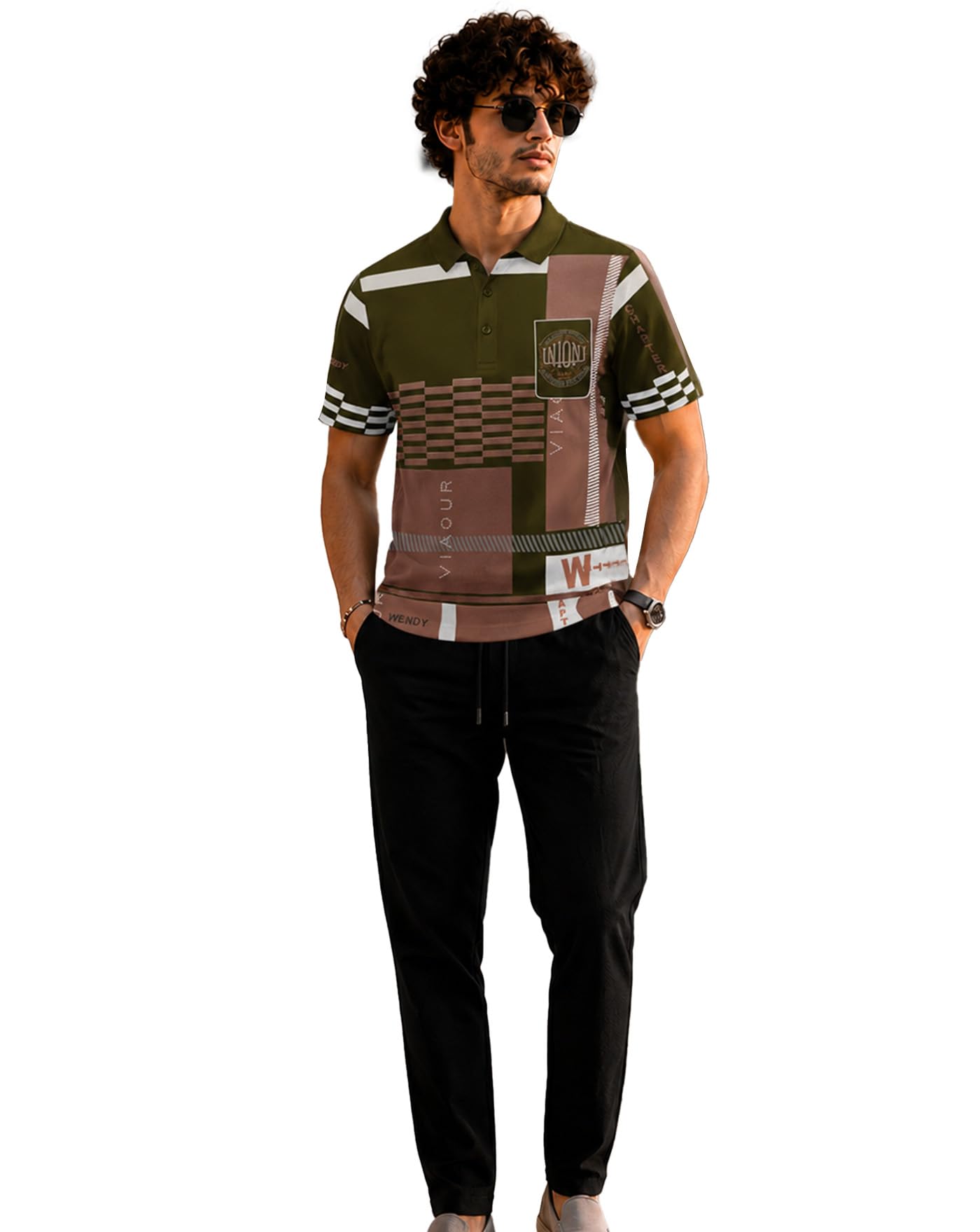 ausk Men's Polo T-Shirt & Track Pant Co-Ord Set | Cotton Blend Regular Fit Half Sleeve Polo Neck Tshirt with Elastic Waist Track Pant | Casual Lounge, Travel & Weekend Wear Outfit Set for Men-picture-48