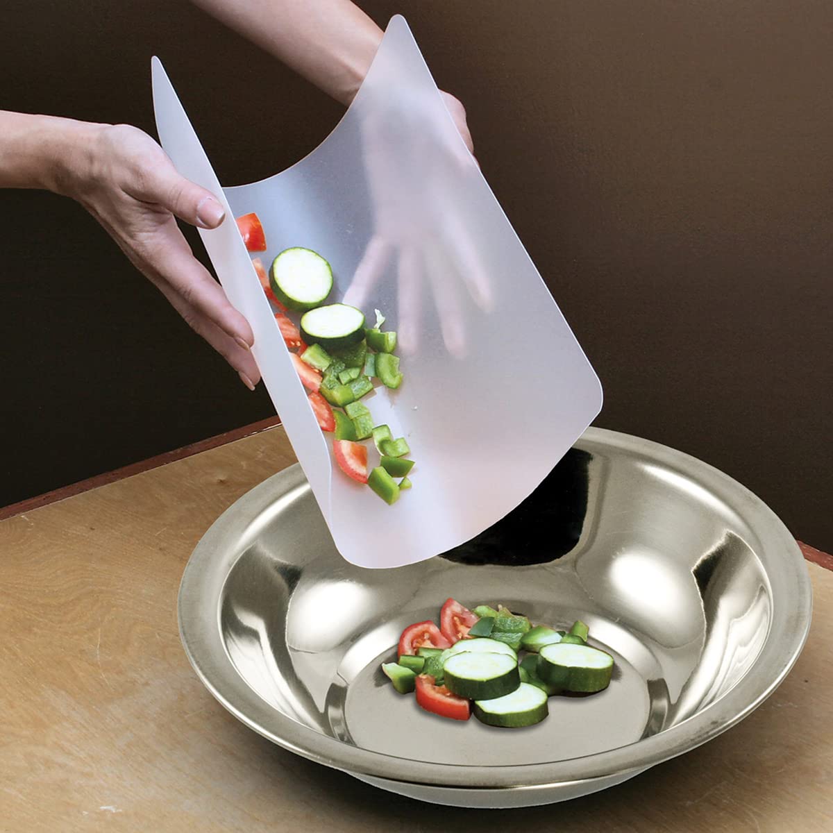 Cut N' Funnel Junior Clear Flexible Plastic Cutting Board Mat Made in the USA of BPA Free Flexible Plastic, Funnels and Easy to Clean