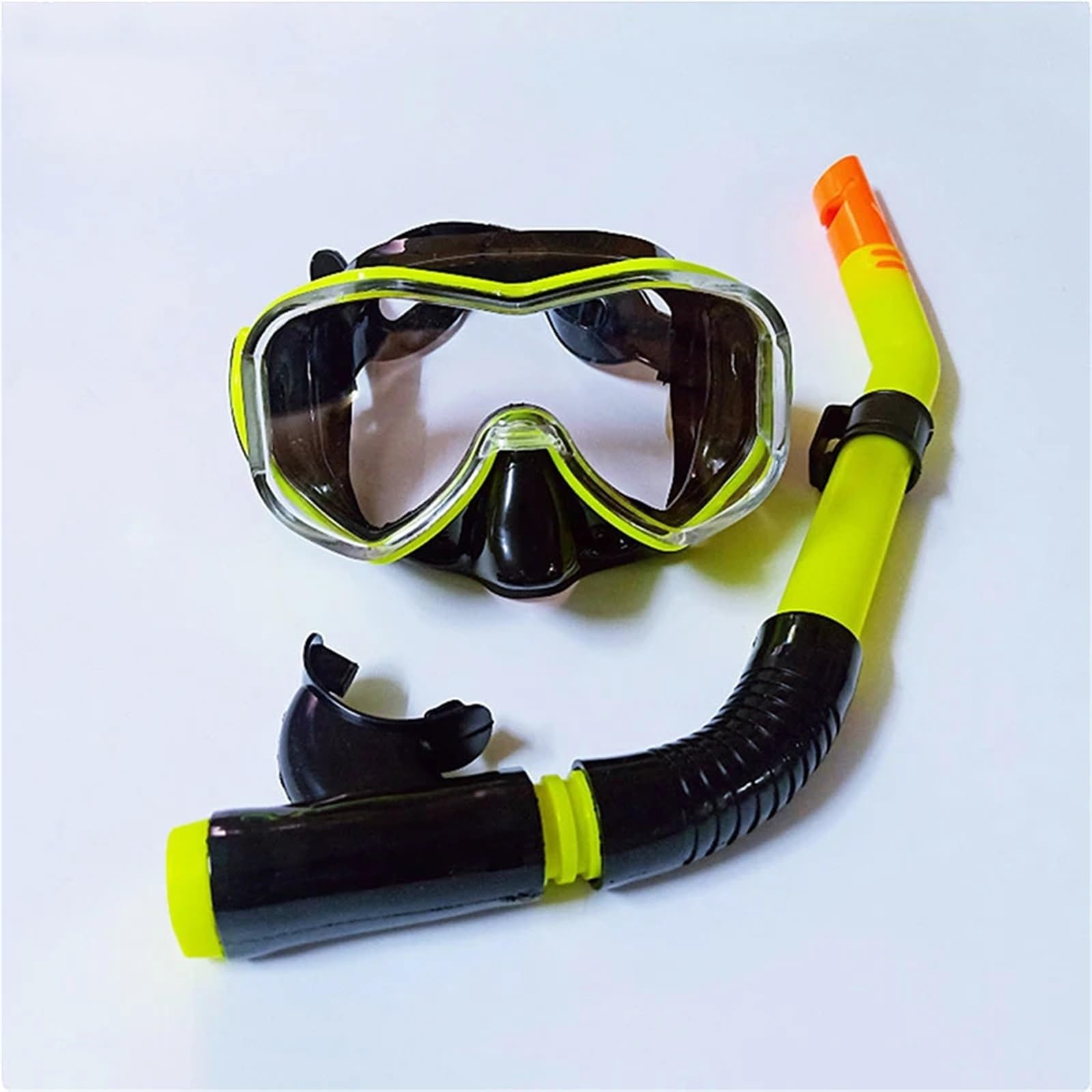 Maschera Subacquea Set da Snorkeling Maschera Integrale Occhiali da Sub Attrezzatura Muta da Sub Vetro temperato Completo Immersione a Secco Maschera da Snorkeling(Yellow)