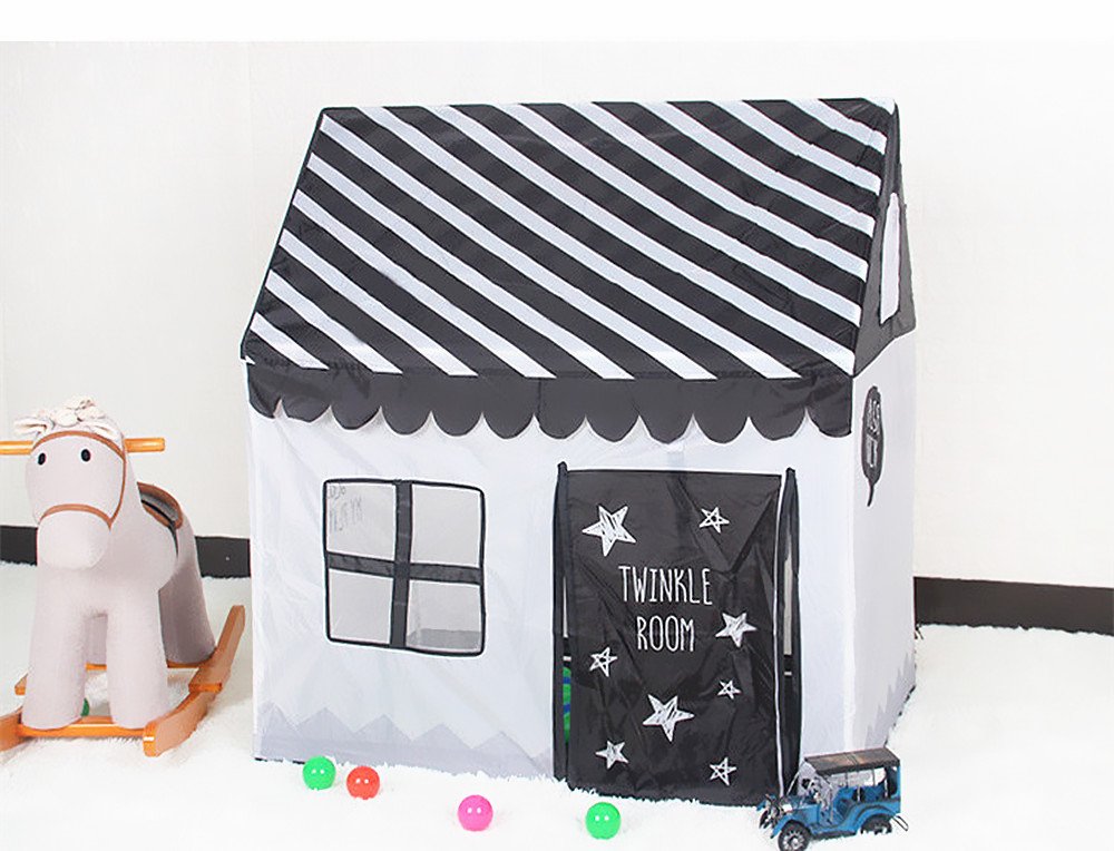 Tenda da gioco per bambini, tenda da gioco, per bambini, per interni e ragazzi, colore nero, per bambini