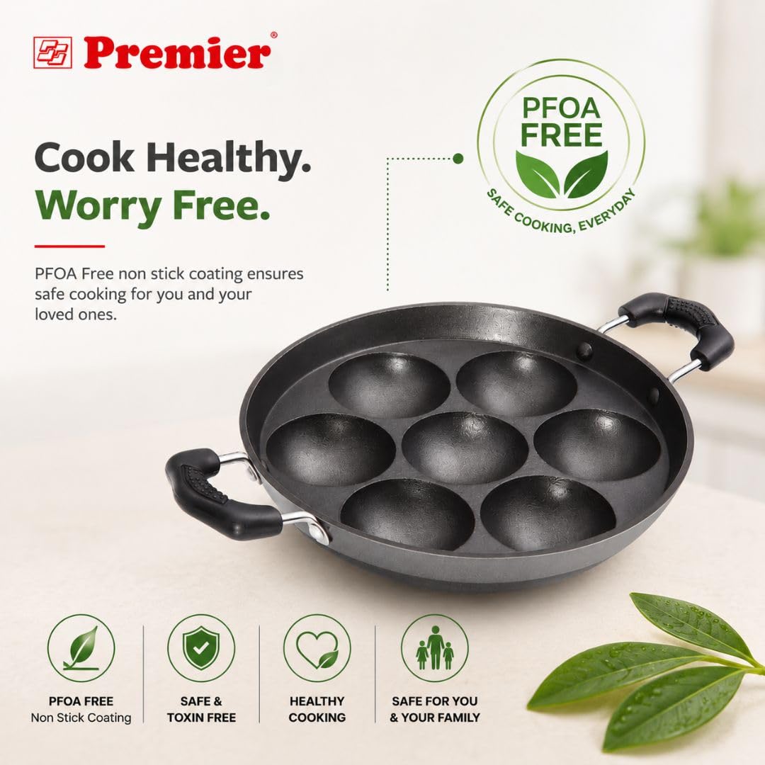 Premier Non-Stick 7 Cavity Paniyaram Pan | for Kuzhi Paniyaram, Appe, Paddu & Gunta Ponganalu | Induction Base 4