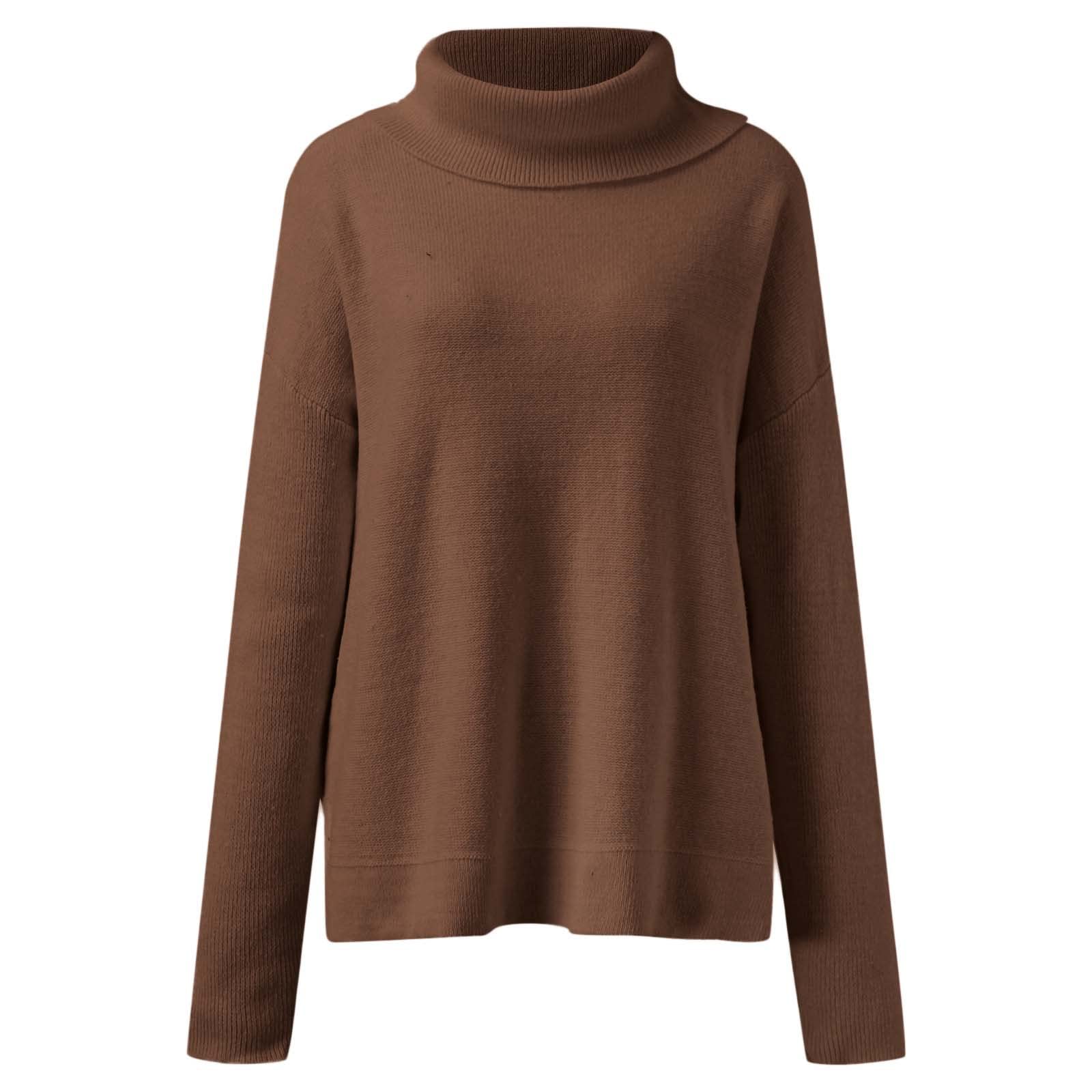 Maglioni da donna a collo alto con maniche a pipistrello sciolto oversize maglioni a maglia grossa per donna felpa tinta unita