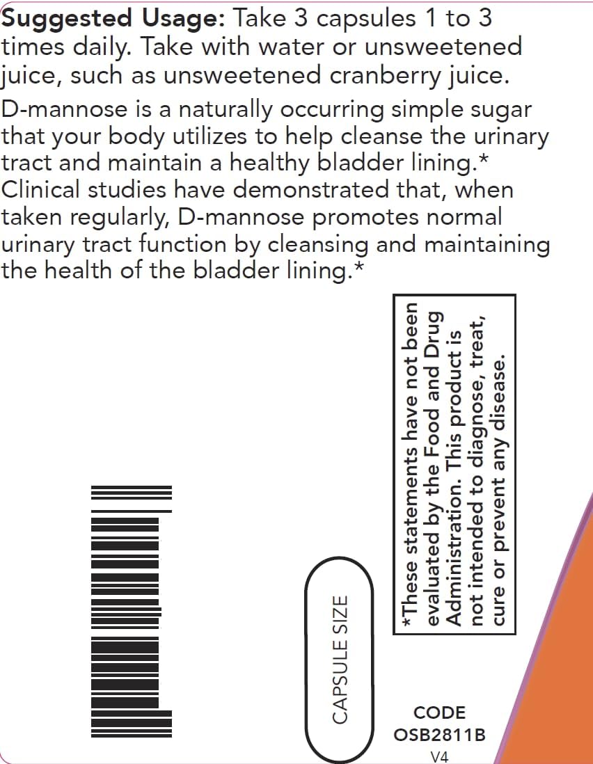 Now D-Mannose 500 mg, 300 Capsules (Pack of 2) - Vegan Non GMO Supplement for Women and Men - Supports Healthy Urinary Tract, Cleanses the Bladder