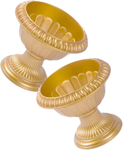 Miniatura 7 de 2 mini macetas de urna dorada de PVC para decoración de bodas, fiestas, eventos, hogar, escenario, jardín, balcón