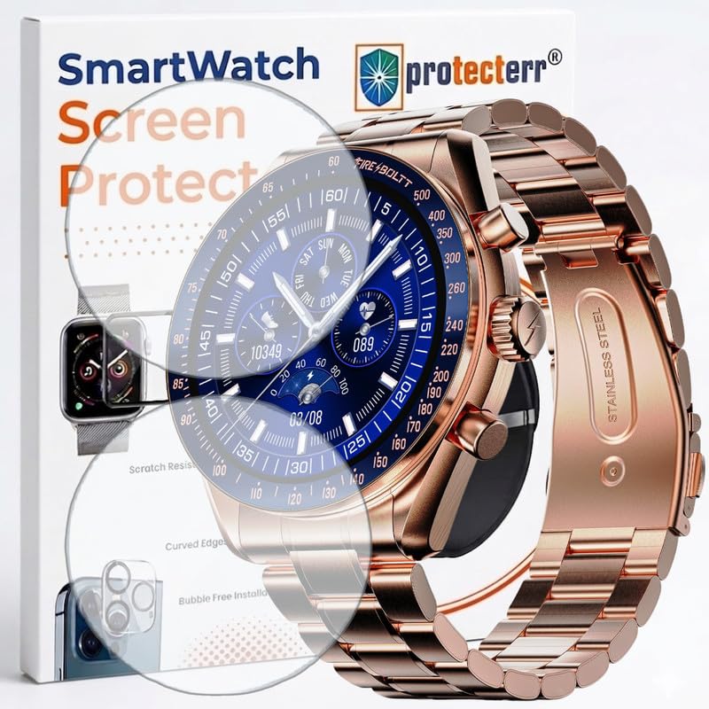 Image of 2-Pack Screen Protector for Fire Boltt Moonwatch 1.43 inch Smartwatch - Flexible TPU Screen Guard, HD Clear, Anti Scratch, Bubble Free, Full Coverage Film - Not Tempered Glass