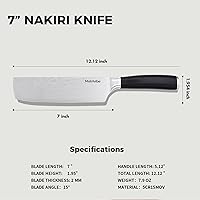 Vista 2 de Cuchillo Nakiri - Cuchillo de verduras de 7" de corte preciso, cuchillo de cocina de acero de alto carbono, cuchillo de chef japonés multiusos