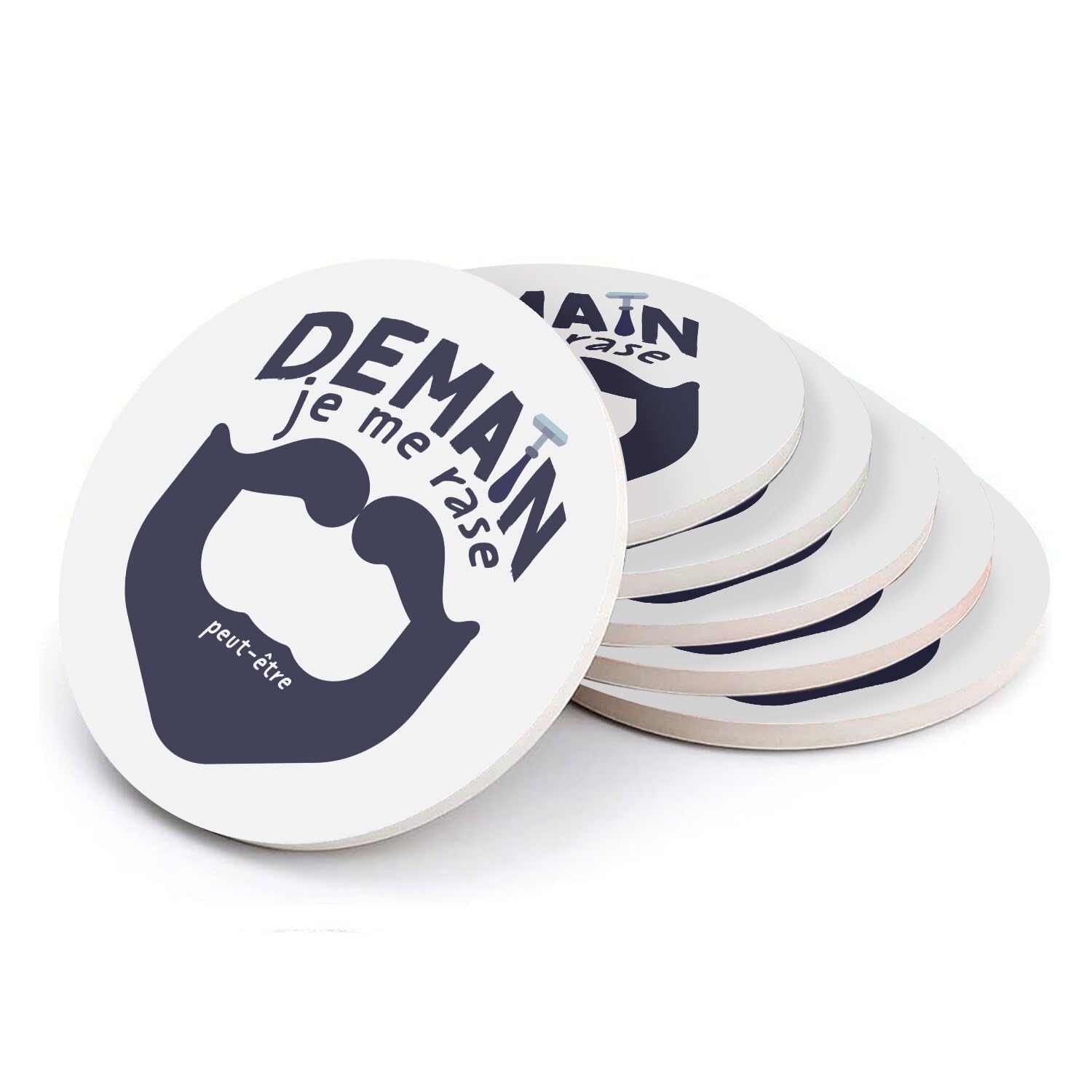 Sous-verre ronds en céramique pour apéro entre amis dessous de verre humour 6 pcs