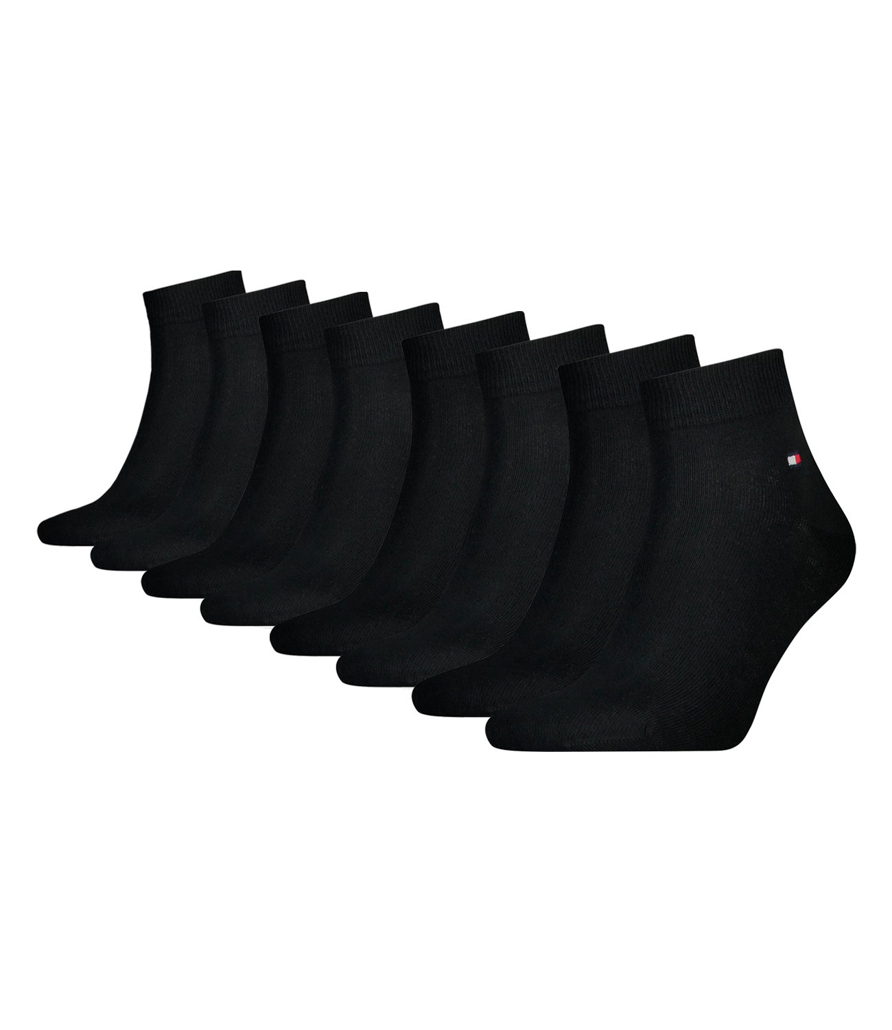Tommy Hilfiger Herren Quarter Socken Flag Quartersocken 8er Pack, Größe:47-49;Farbe:black