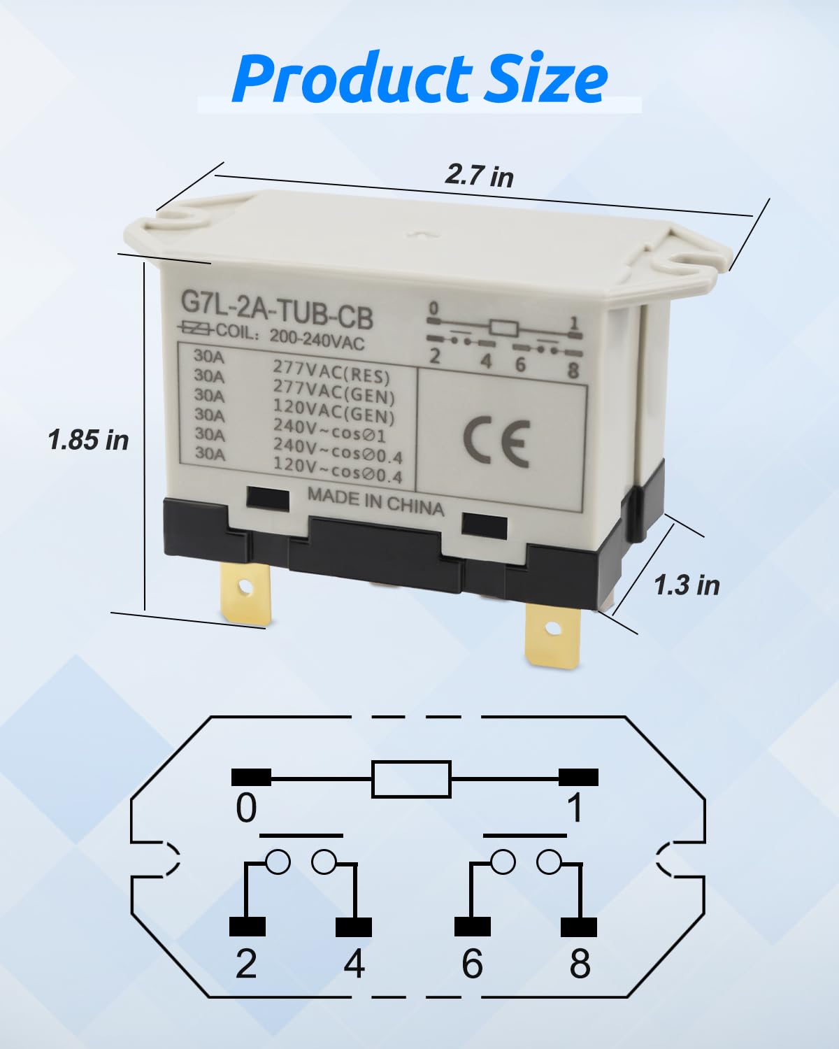 G7L-2A-TUB-CB Power Relay 6 Pins 30A DPST Normally Open Contacts