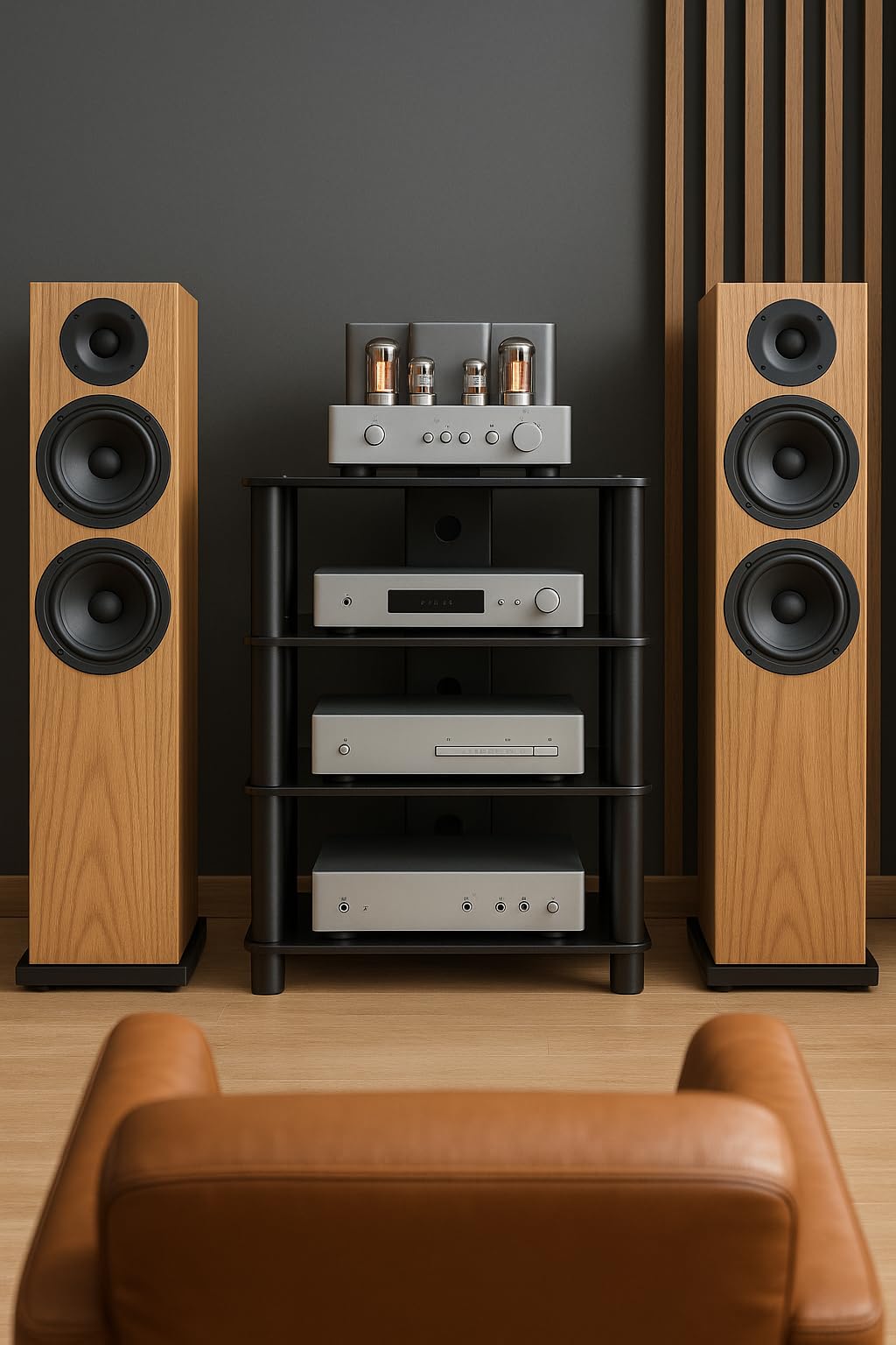 RO&CO Sonorous RX-2140-BLK Rack HiFi Premium Negro | Vidrio Templado Negro Brillante y Aluminio Negro | Mueble Audio para Amplificador, Tocadiscos y DAC | Sistema Ocultacables