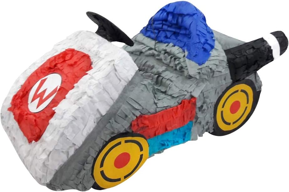 Go Kart Pinata for Video Game Birthdays - 17 in x 10 in x 11 in Party Game, Decoration, Table Centerpiece, Photo Prop, Room Decor and Collectible with Hanger and Fill Door for Super Mario Kids Theme