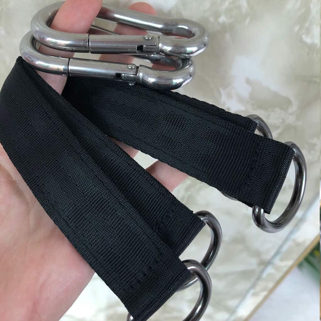 Tree Swing Straps, 2 PCS 25cm / 9.8inches Heavy Duty Hanging Straps Holds 440 lbs with Carabiner Perfect for Hammock, Plank - Image 2