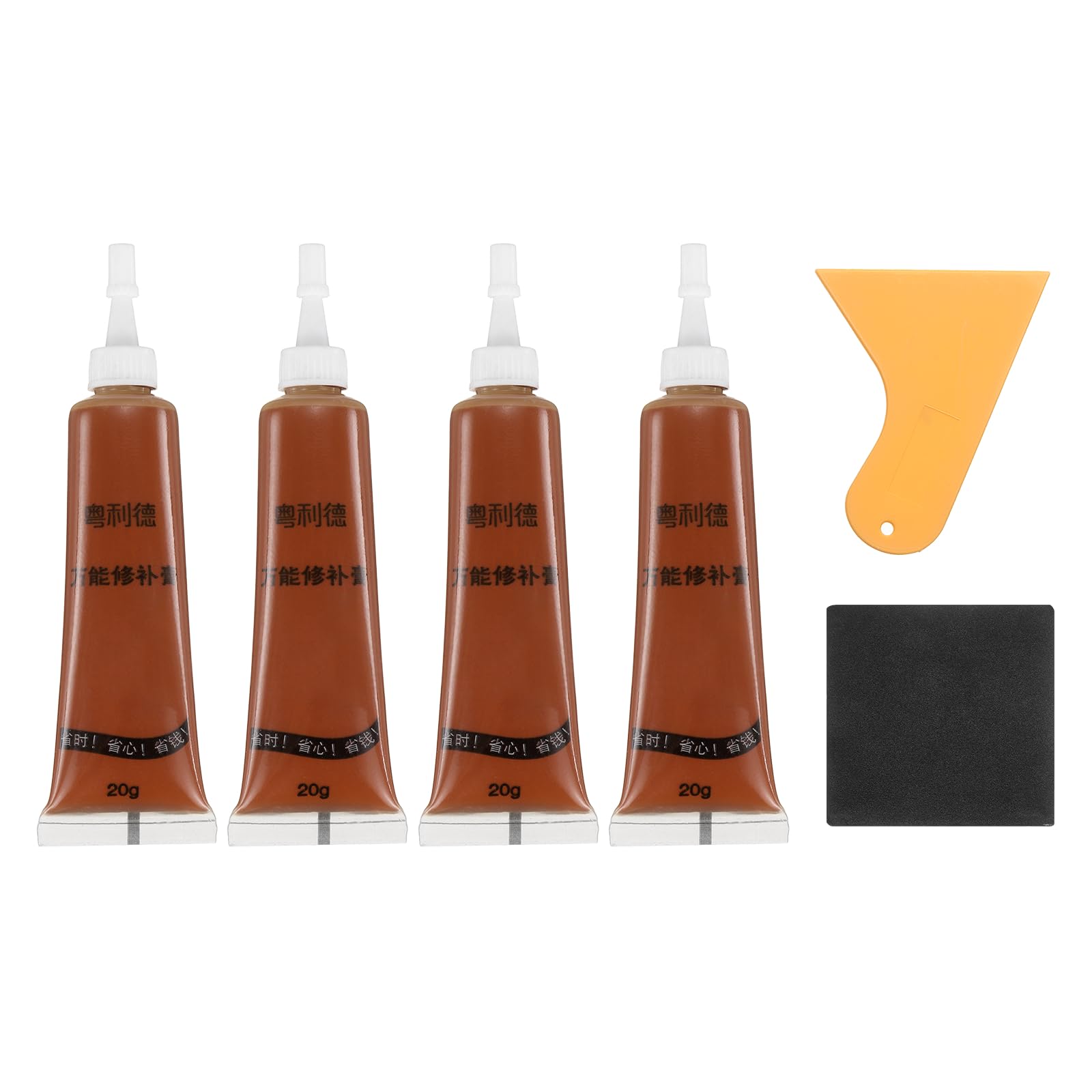 sourcing map Wood Repair Kit, 4 Pcs Touch Up Filler Wood with Scraper Sandpaper for Scratches Holes Crack Tables Desks Wooden Floors Repair Cover Ups, Auspicious Wood