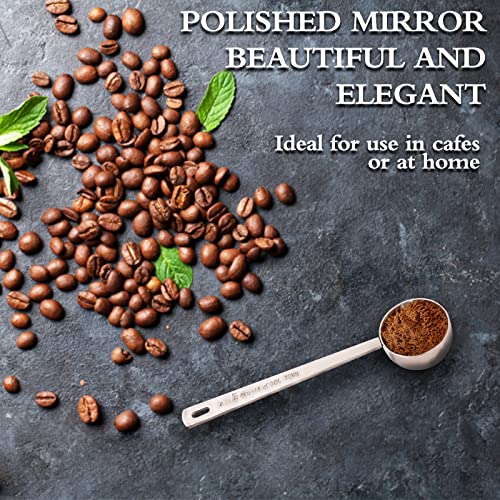 Stainless Steel Coffee Measuring Spoon And Scooper With Long Handles - Pack Of 2, Long Handle Coffee Scoop Suitable For Coffee Powder And Coffee Making (Silver-2Pcs-15Ml) #TOP4