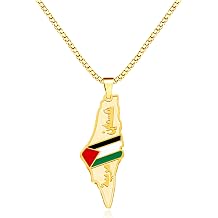 Palestine Map Necklace with Arabic Calligraphy, Stainless Steel Pendant Jewelry for Men and Women, Middle East Cultural Gift, Gold & Silver Colors Available
