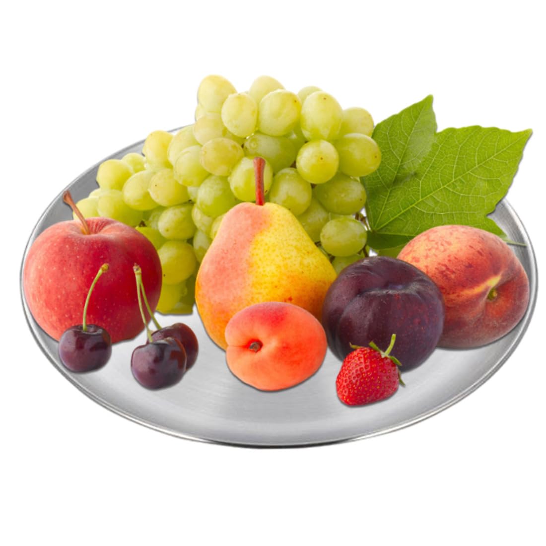 Plateau de rangement multifonctionnel rond en métal, poêle à Pizza en acier inoxydable pour gâteau aux fruits 34cm, décor