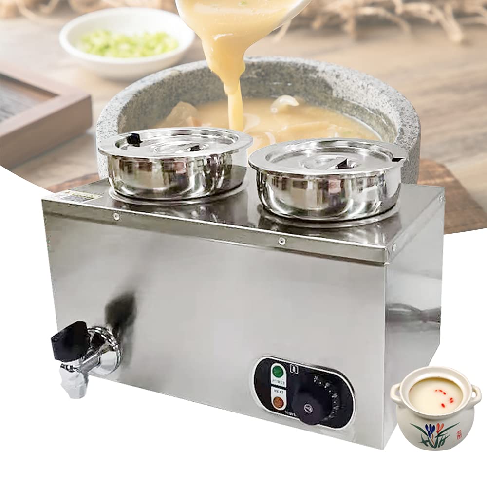 Speisenwärmer Behälter Edelstahl 220V Elektrischer Speiserwärmer aus Edelstahl elektrischer Suppenwärmer Buffetwärmer Temperaturerhaltung 30 ℃ ~ 85 ℃ zwei Suppentöpfe