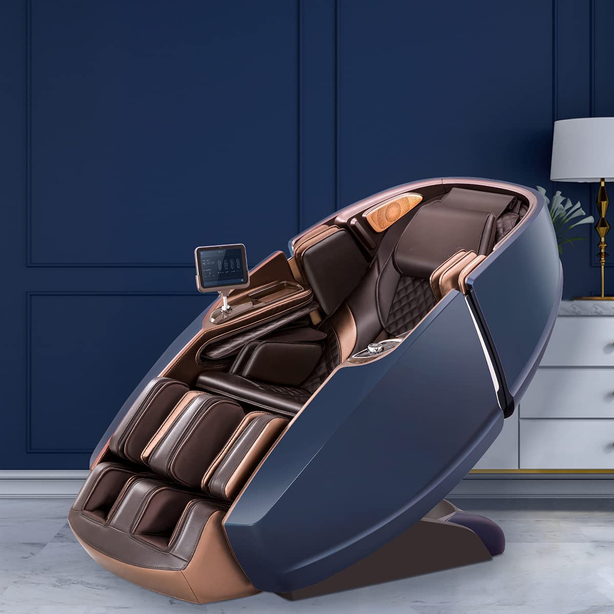 Sillón de masaje 3D con diseño de cápsula, para todo el cuerpo, con función de calor, sistema de masaje de aire, no gravedad, shiatsu, golpear, amasar, LED, masaje de pantorrillas, masaje de pies