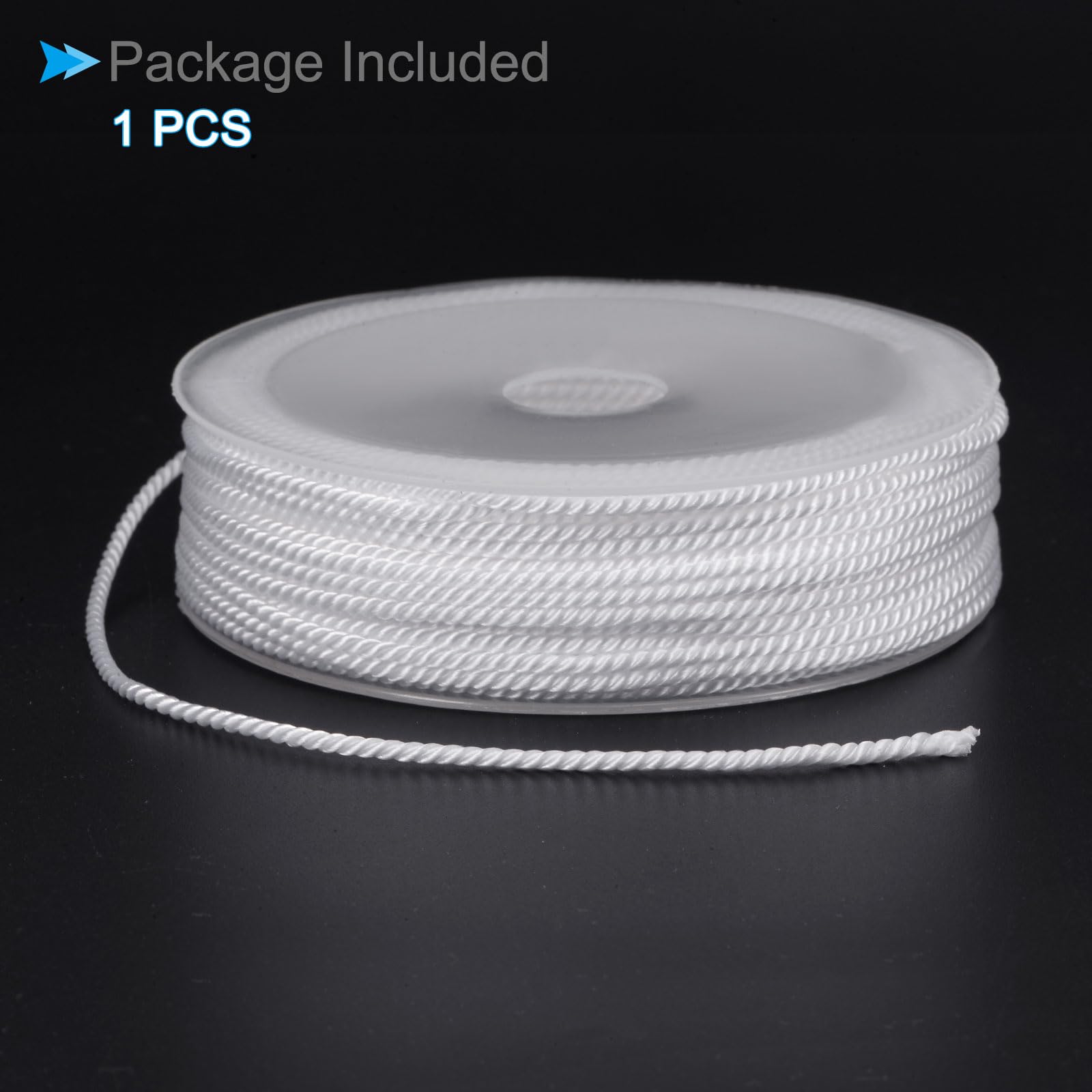 CoCud Fil De Nylon Torsadé, Diamètre De 2mm, Longueur De 13M (43 Pieds), Corde Solide En Nylon, Cordon De Perles Blanc - (Applications : Pour L'Artisanat DIY